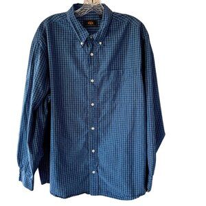 Route 66 Blue Plaid Long Sleeve Checkered Button-Down Shirt Mens Large